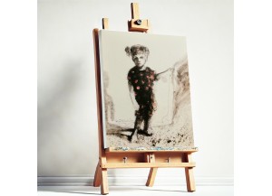 Authentische Kunst aus Gaza - Mariam am Eingang zum Zelt