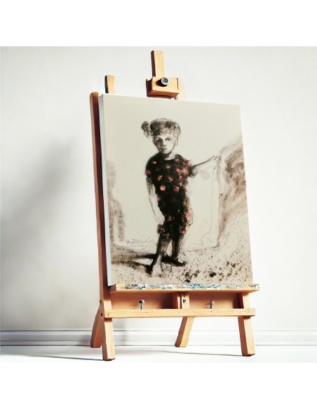 Authentic Art from Gaza - Mariam at the entrance of the tent