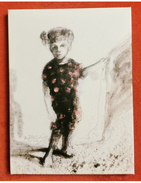 Authentic Art from Gaza - Mariam at the entrance of the tent