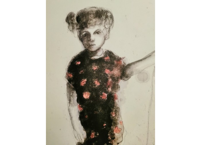 Authentische Kunst aus Gaza - Mariam am Eingang...