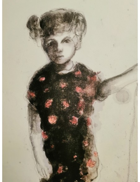 Authentic Art from Gaza - Mariam at the entrance of the tent