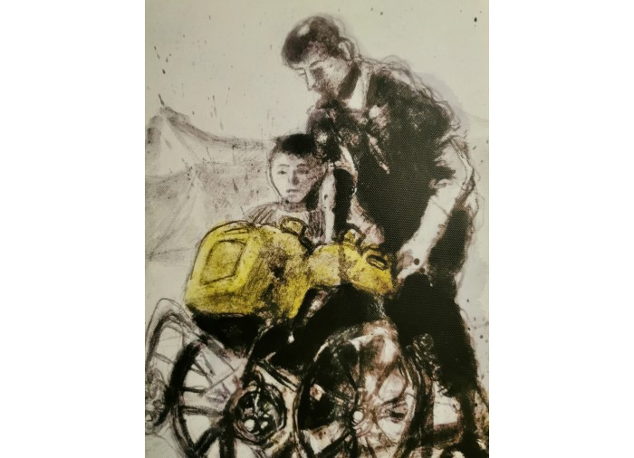 Authentic Art from Gaza - fresh water, wheelchair