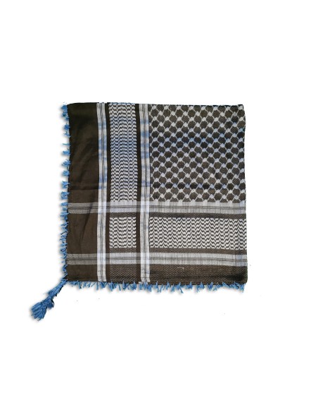 Palestinian Keffieh (Keffiyeh / Koffiyeh) - Scarf/ Shemagh, Black/Blue - ArdAlkhair