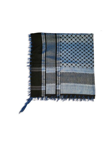 Palestinian Keffieh (Keffiyeh / Koffiyeh) - Scarf/ Shemagh, Black/Blue - ArdAlkhair