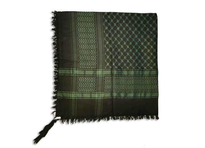 Keffieh palestinien (Keffiyeh / Koffiyeh) - Écharpe / Shemagh, Noir/ Vert gazon, ArdAlkhair