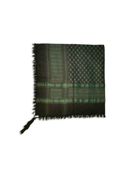 Palestinian Keffieh (Keffiyeh / Koffiyeh) - Scarf/ Shemagh, Black/Grass green, ArdAlkhair