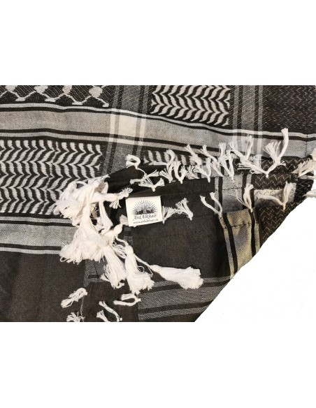 Keffieh palestinien (Keffiyeh / Koffiyeh) - Écharpe / Shemagh, Noir/ ِArgent, ArdAlkhair
