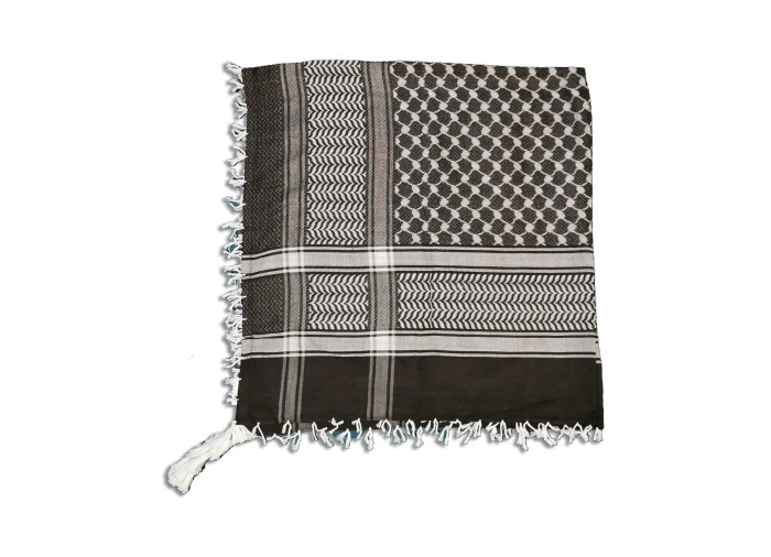 Keffieh palestinien (Keffiyeh / Koffiyeh) - Écharpe / Shemagh, Noir/ ِArgent, ArdAlkhair