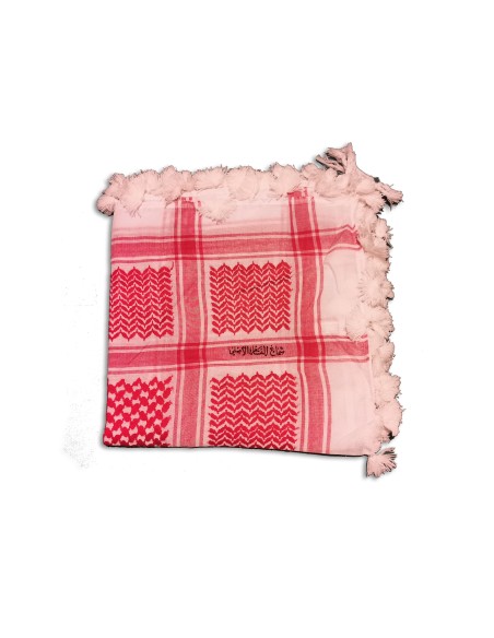 Palestinian Keffiyeh - Scarf, Red and White with Fringes
