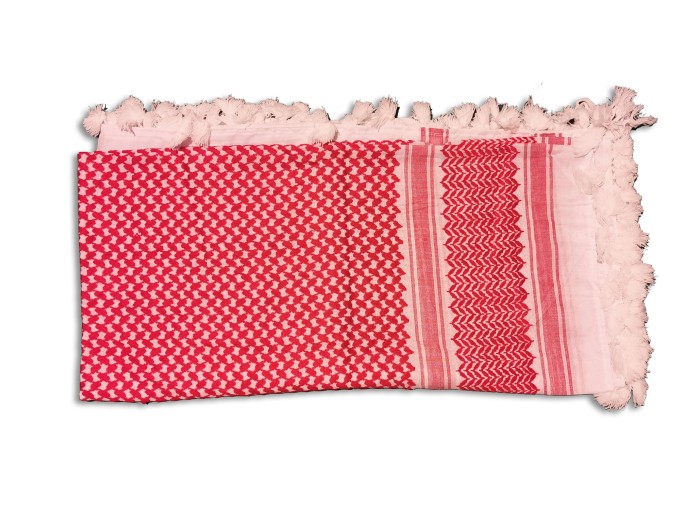 الكوفية الفلسطينية - وشاح / شماغ، أحمر وأبيض مع...