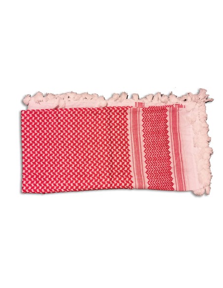 Palestinian Keffiyeh - Scarf, Red and White with Fringes