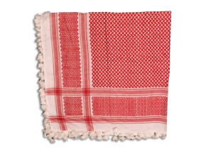 Palestinian Keffiyeh - Scarf, Red and White with Fringes