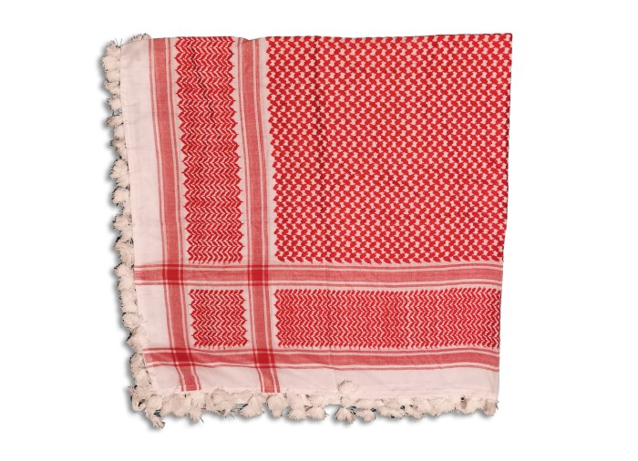 Keffiyeh Palestinienne - Écharpe, Rouge et Blanc avec Franges