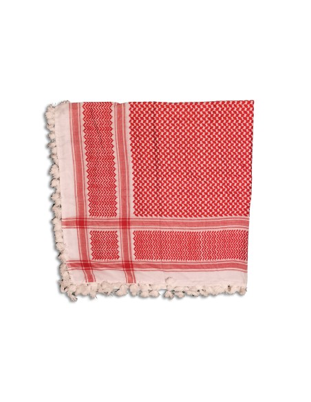 Palestinian Keffiyeh - Scarf, Red and White with Fringes