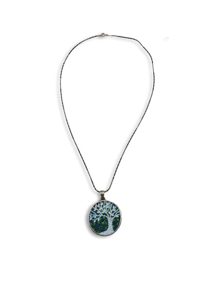 Collier Arbre d’Olivier - Arbre de Vie – en Argent et Pierres de Jérusalem