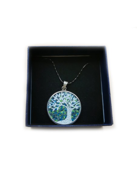 Collier Arbre d’Olivier - Arbre de Vie – en Argent et Pierres de Jérusalem