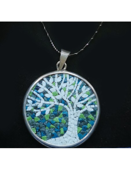 Olivenbaum-Halskette / Baum des Lebens – aus Silber mit Steinen aus Jerusalem