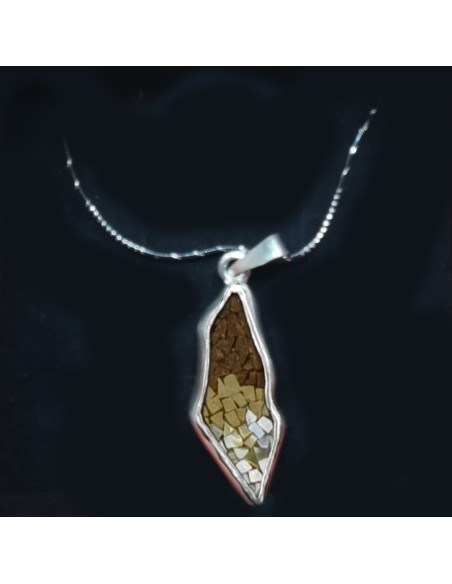 Collier Carte de la Palestine – Argent avec des pierres de Jérusalem