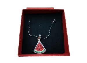 عقد شريحة البطيخ – مصنوع من الفضة وحجارة القدس 2