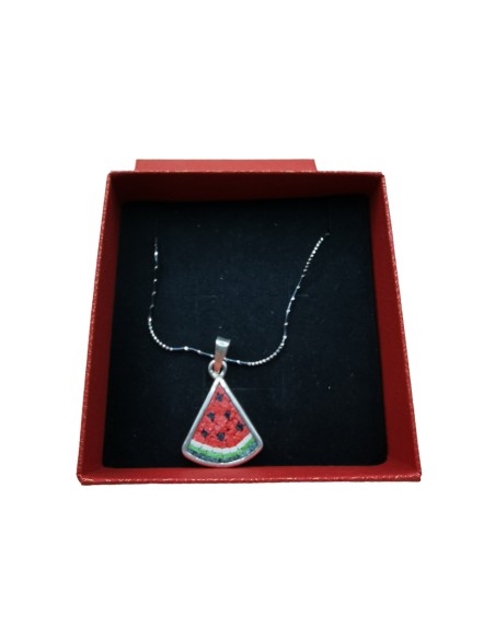 Collier Tranche de Pastèque – Argent et Pierres de Jérusalem