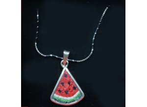 عقد شريحة البطيخ – مصنوع من الفضة وحجارة القدس