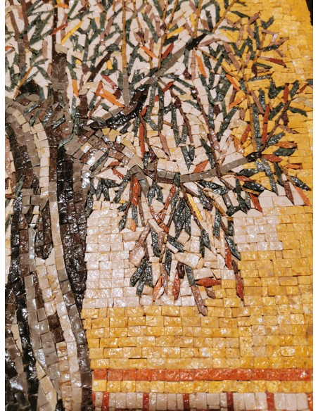 لوحة شجرة الزيتون عند القطاف – مصنوعة من حجارة القدس