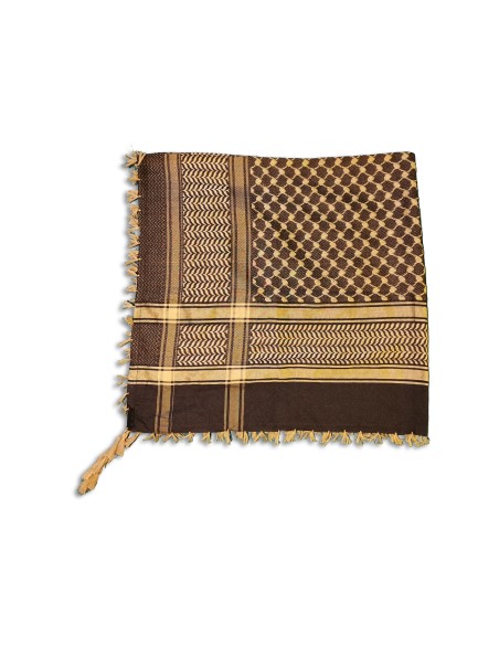 Palestinian Keffieh (Keffiyeh / Koffiyeh) - Scarf/ Shemagh, Black/golden light, with peage fringe, ArdAlkhair