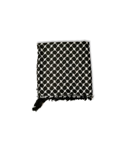 Palestinian Keffieh (Keffiyeh / Koffiyeh) - Scarf/ Shemagh, Black/White, Two-in-One, ArdAlkhair