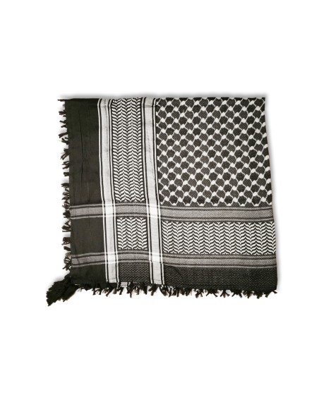 Keffieh palestinien (Keffiyeh / Koffiyeh) - Écharpe / Shemagh, noir/blanc, deux en un, ArdAlkhair