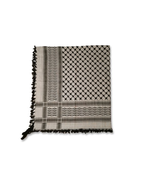 Palestinian Keffieh (Keffiyeh / Koffiyeh) - Scarf/ Shemagh, Black/White, Two-in-One, ArdAlkhair