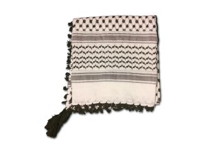 كوفية فلسطينية / شماغ ، مربعات سوداء على خلفية بيضاء،...