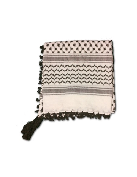 Palästinensischer Keffieh (Keffiyeh/Koffiyeh) Schal Shemagh weiss/ schwarz 127 x 122 cm