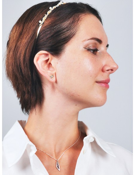 Mini-Palästina-Karten-Halskette - Silber -  Grün