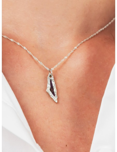 Collier Carte Miniature de la Palestine - Argent - vert