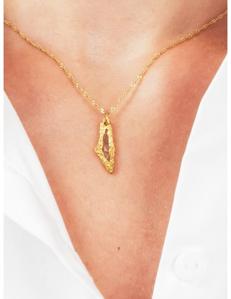 Palestine Mini Map Necklace - Transparent - Gold-Plated Silver