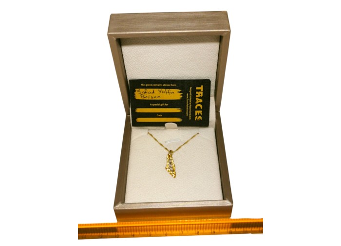 عقد خريطة فلسطين المصغّر اصفر - فضة مطلي بالذهب