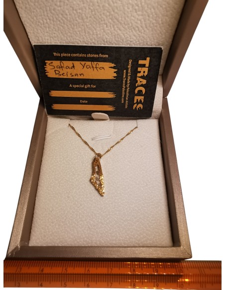 Palestine Mini Map Necklace - Transparent - Gold-Plated Silver