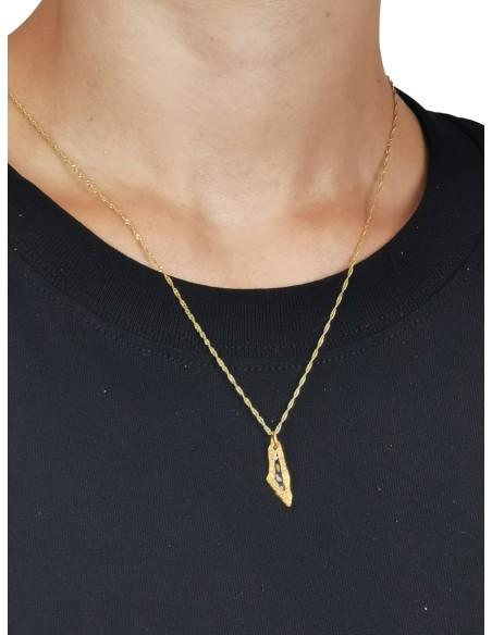 Mini-Palästina-Karten-Halskette - Silber vergoldetes