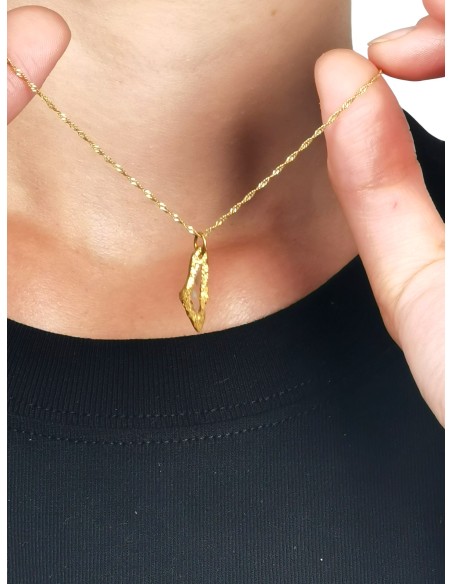 Palestine Mini Map Necklace - Transparent - Gold-Plated Silver
