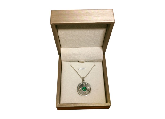 Palestine Coin Necklace - Silver - Green