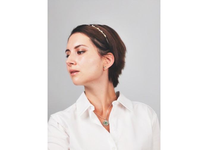 Palästinische Münzen-Halskette - Silber - Grün