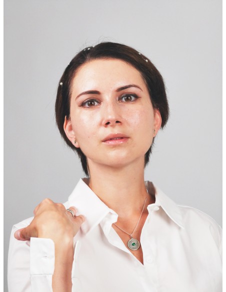 Palästinische Münzen-Halskette - Silber - Grün