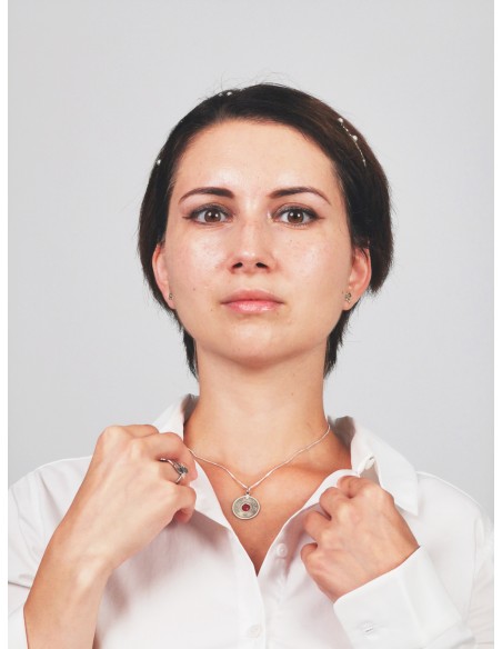 Collier Carte Miniature de la Palestine - Argent - rouge