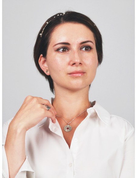 Collier Carte Miniature de la Palestine - Argent - rouge