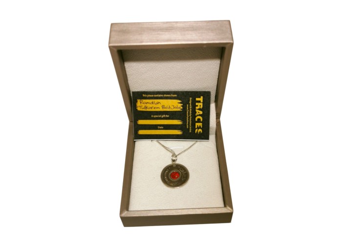 Palestine Coin Necklace - Silver - red