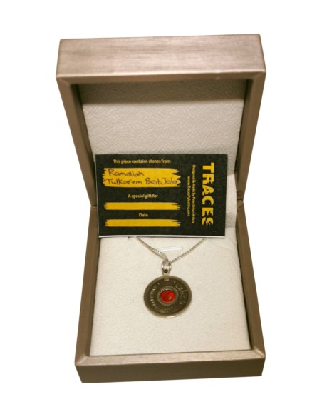 Collier Carte Miniature de la Palestine - Argent - rouge