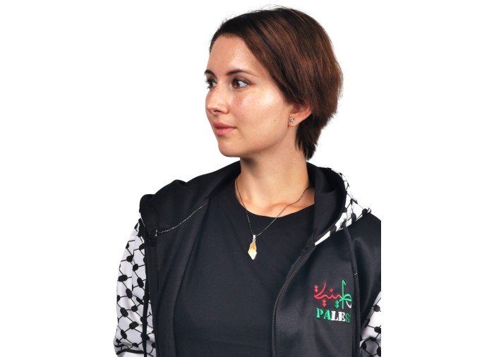 عقد خارطة فلسطين – مصنوع من الفضة بحجارة من القدس