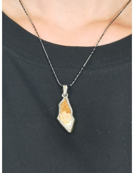 Collier Carte de la Palestine – Argent avec des pierres de Jérusalem