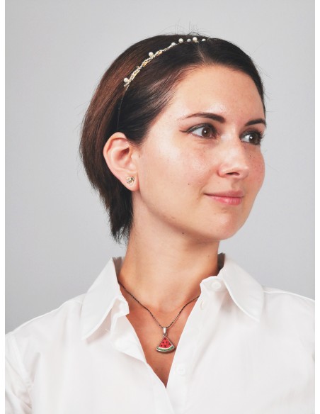 Collier Tranche de Pastèque – Argent et Pierres de Jérusalem