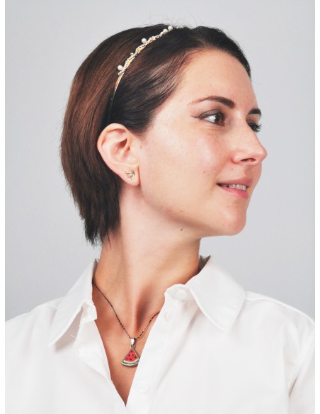 Watermelon Slice Necklace – Silver and Stones from Jerusalem